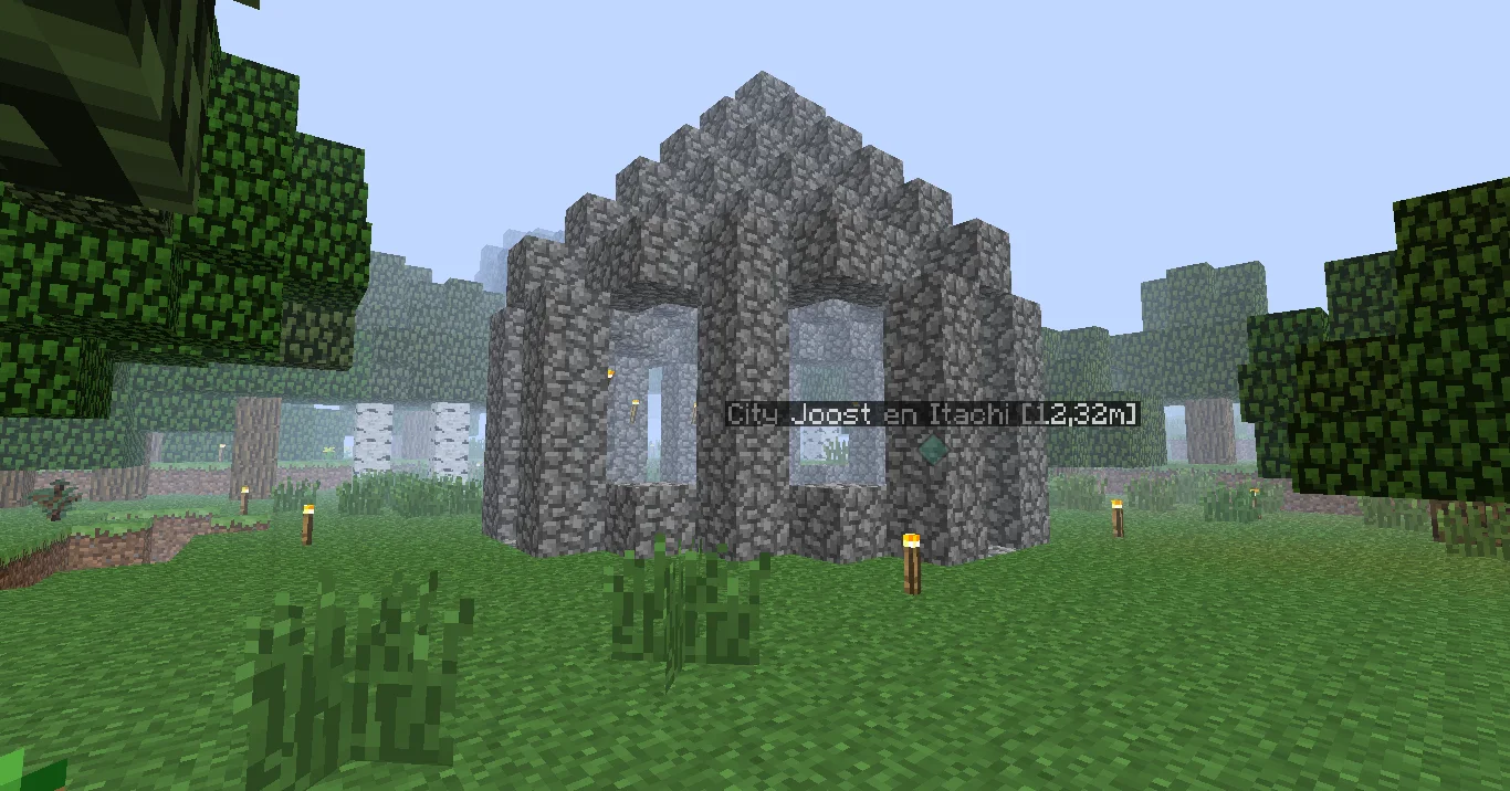 Begin van een stad op de ProjectMC FTB-server