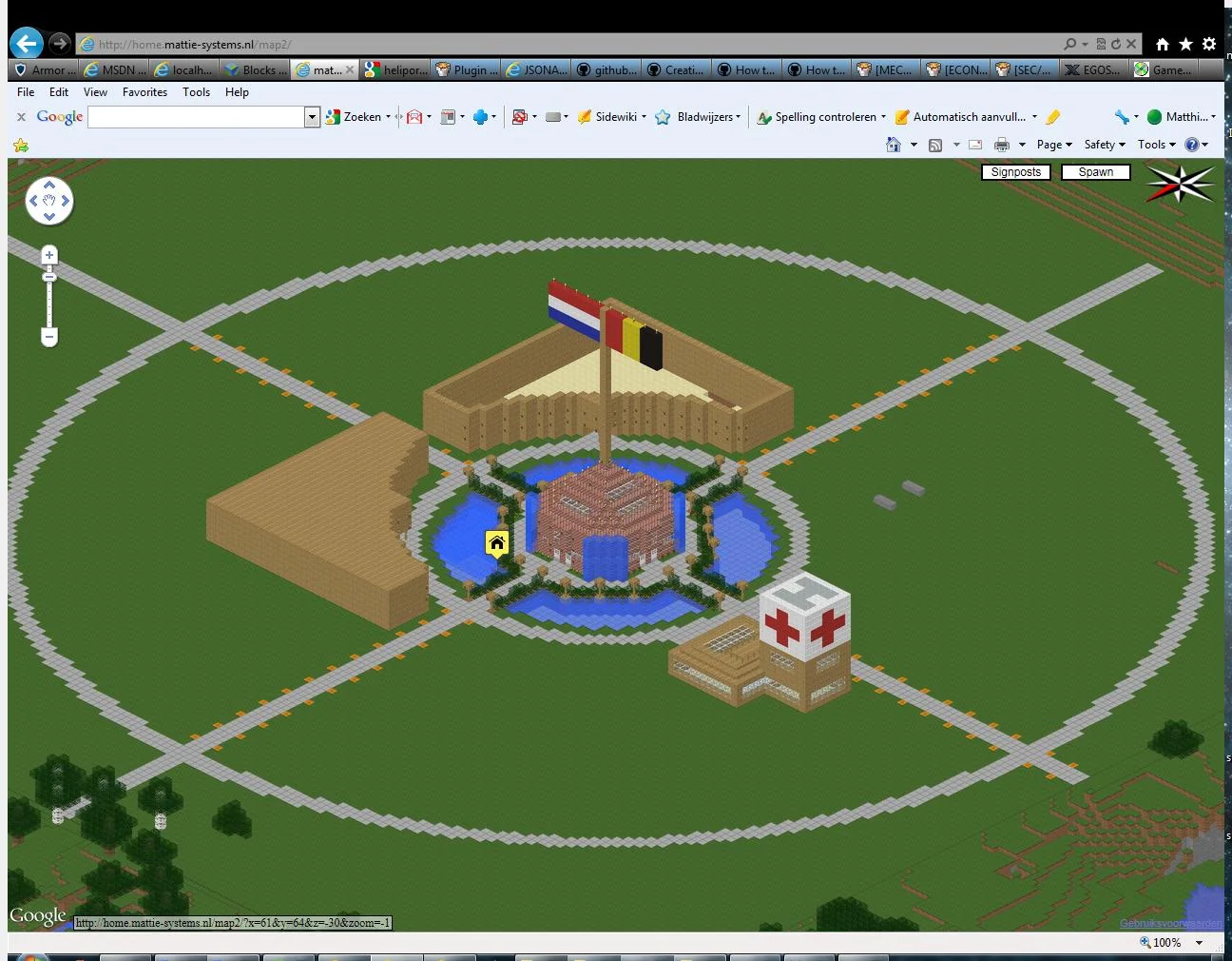 Latere Dynmap van de nieuwe ProjectMC-spawn